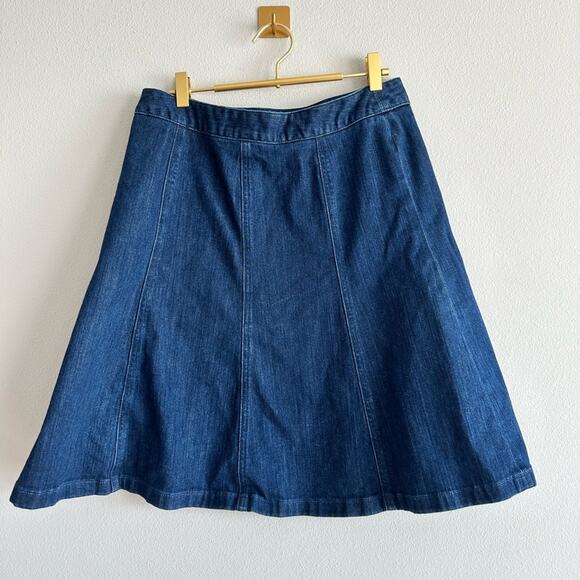 L.L.Bean Classic Fit A-Line Denim Skirt 10 Petite Dark Wash Vintage Y2K - Picture 3 of 5